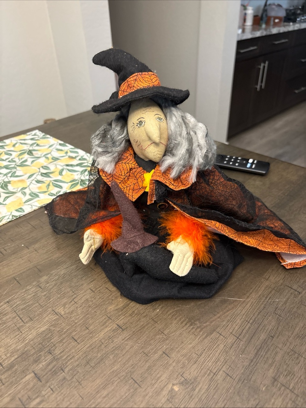 Witch Halloween Doll Vintage Folkart Stump Shelf Sitter No Legs